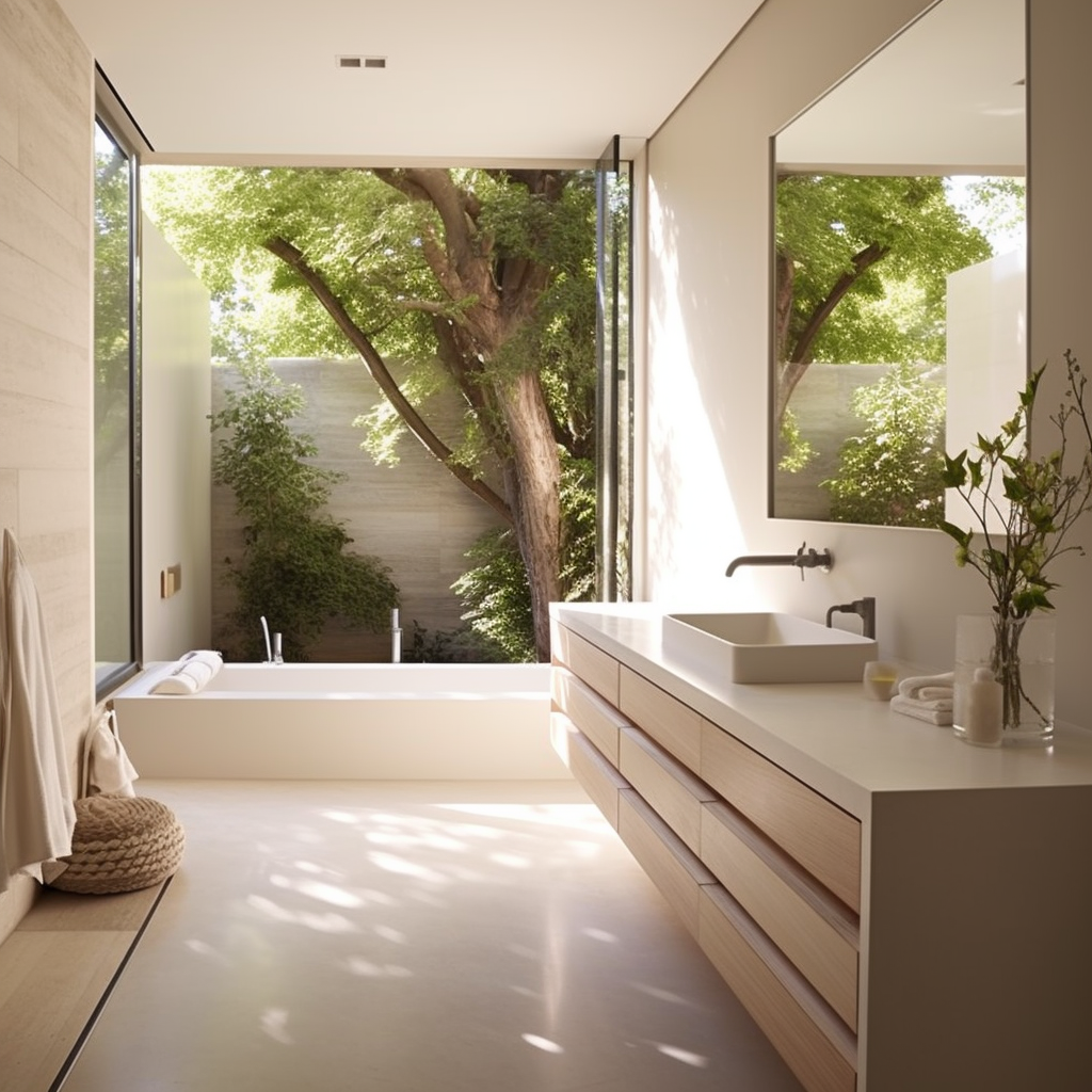 Beautiful bathroom with window view