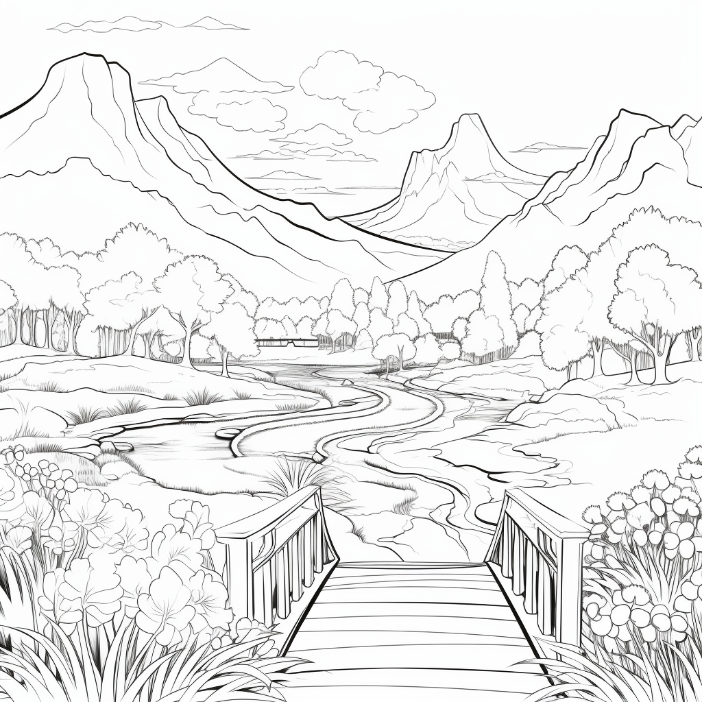 beautiful nation park landscapes cartoon sketch