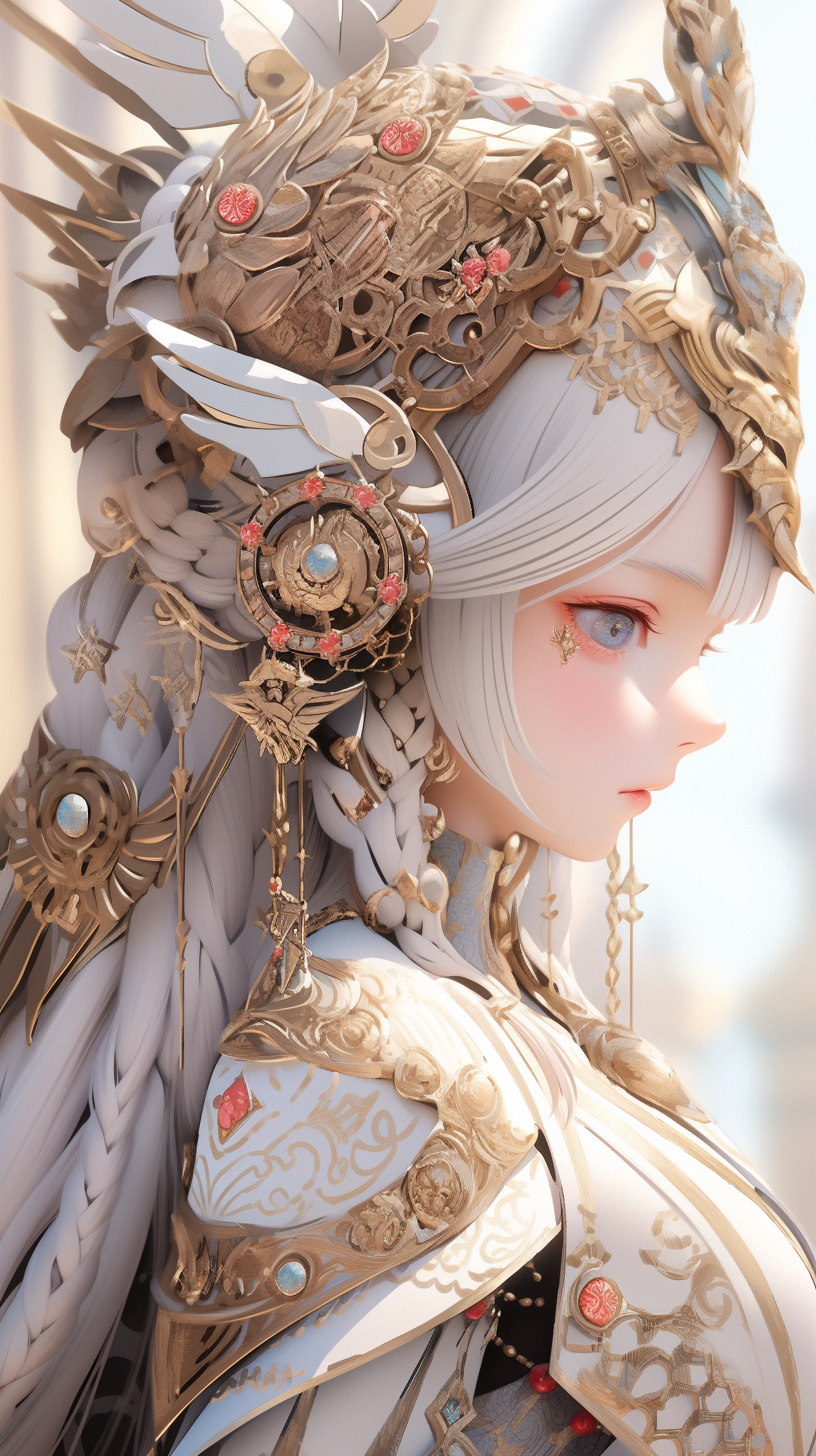 Beautiful ornate costume in sci-fi illustration