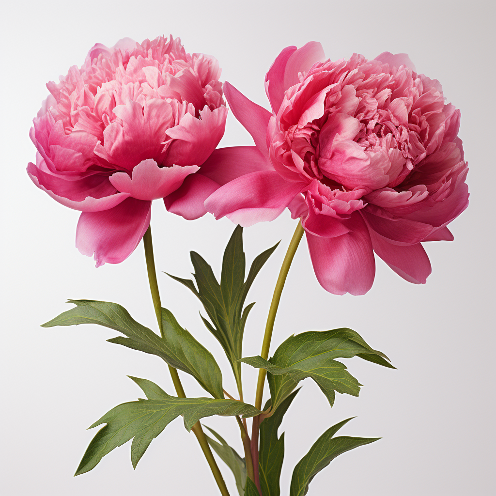 Gorgeous Paeonia Flowers on White Background