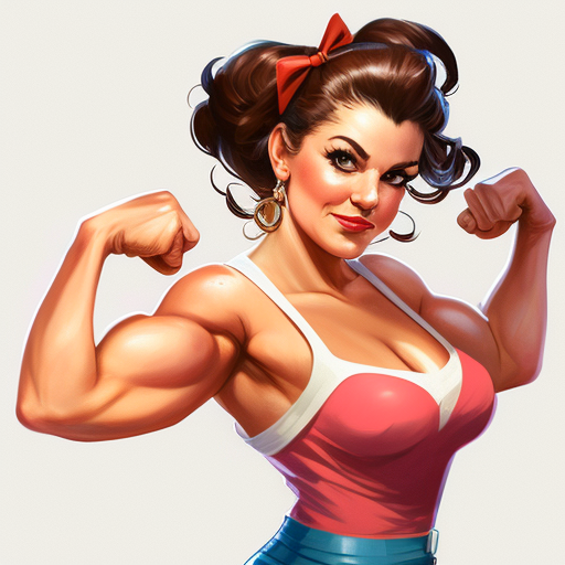 Beautiful muscular pin up girl flexing