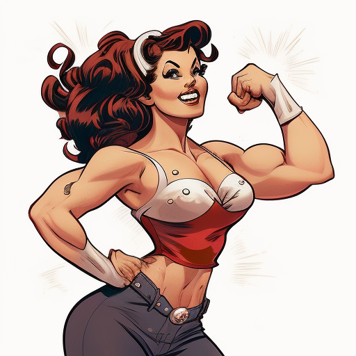 Muscle girl flexing biceps