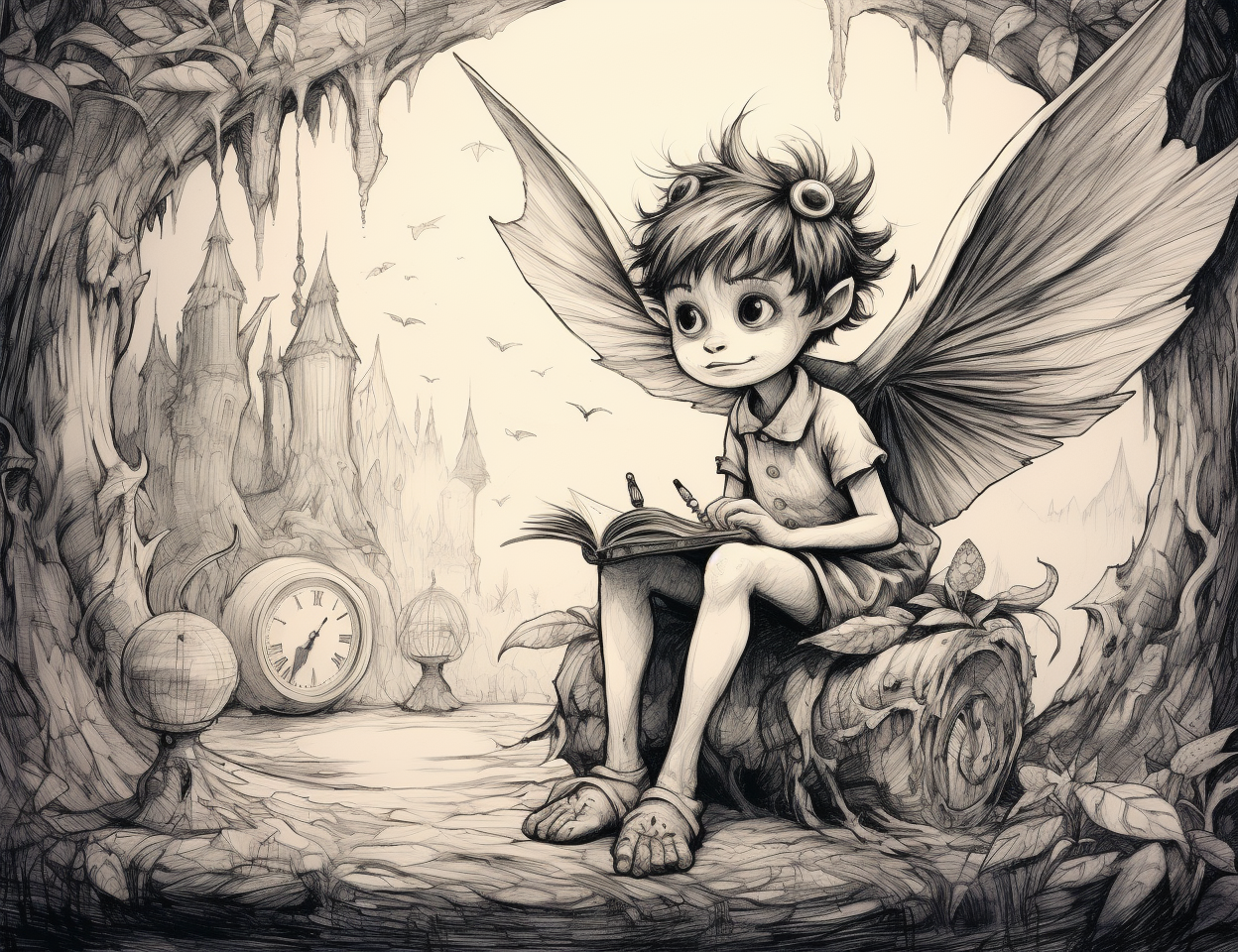 Children's sketch of a beautiful pixie