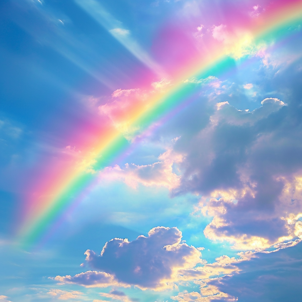 Realistic rainbow in the sky.