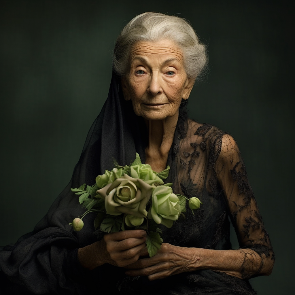 Woman in Exquisite Flower Dress