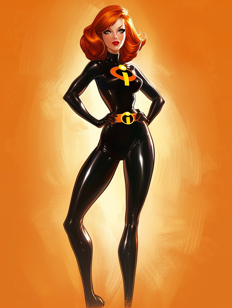 Beautiful Redhead Woman as Mrs Incredible Full Body