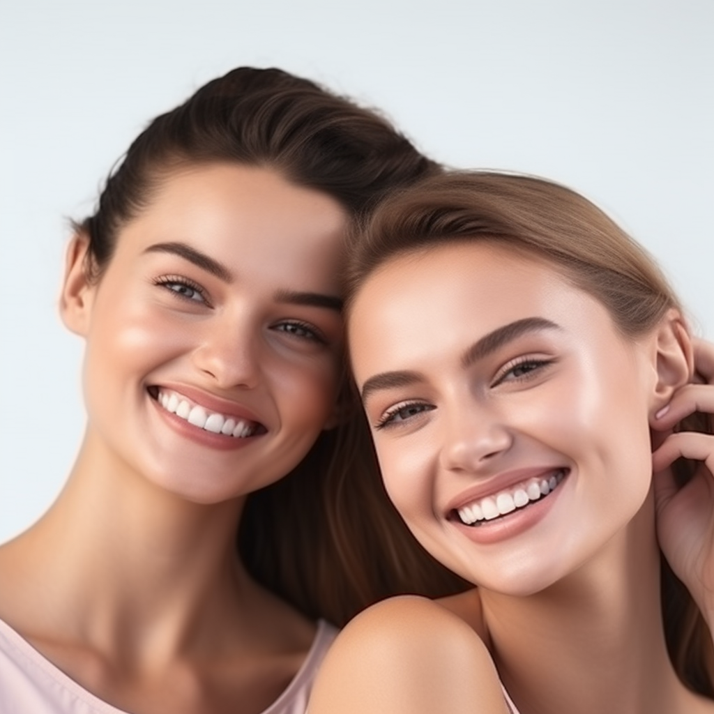 Women with beautiful smiles and clean skin