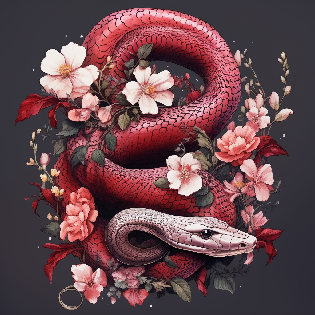 Beautiful snake tail with flowers