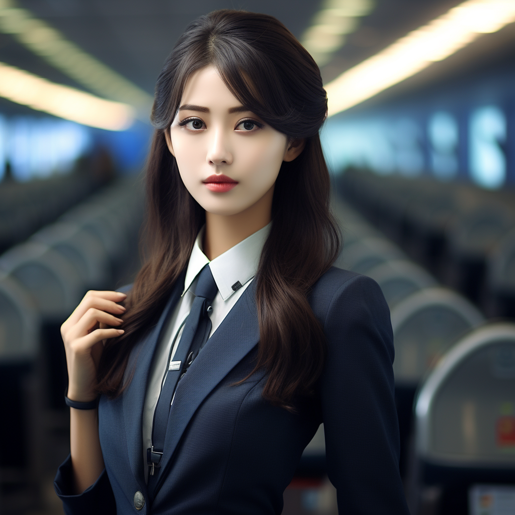 Beautiful stewardess posing for the camera