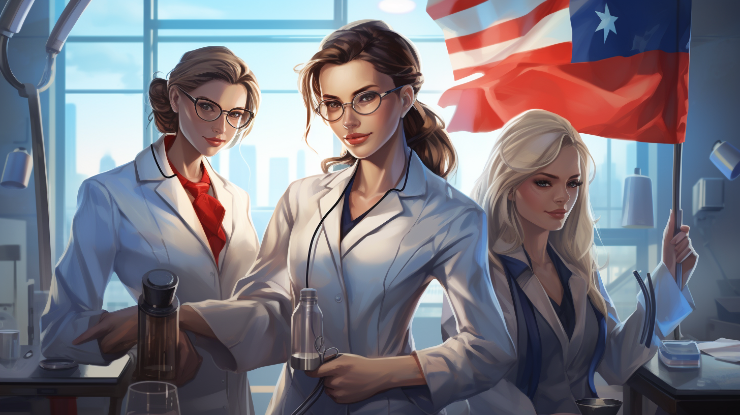 Three Czech and Latvian Female Scientists in Lab