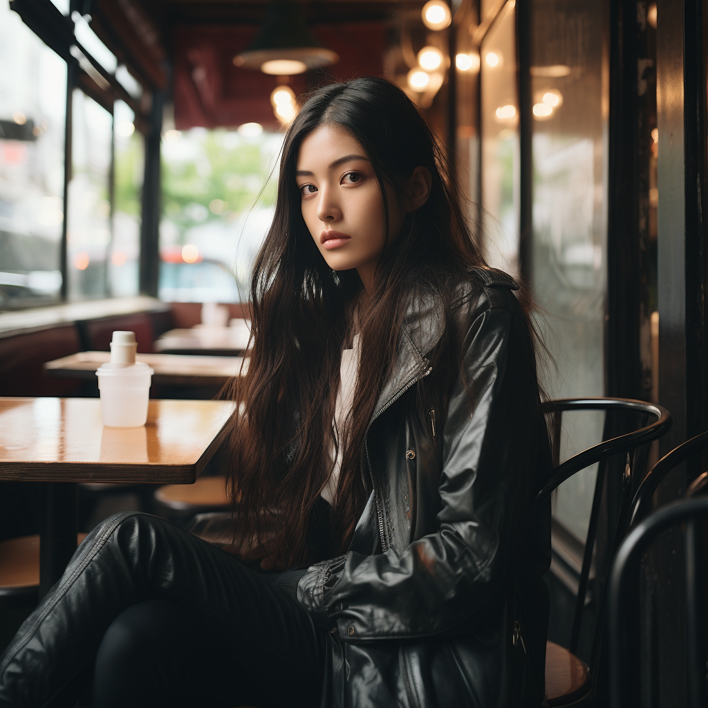 Young Japanese model wearing medical gloves