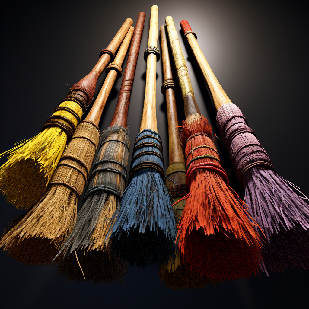 Colorful witchcraft brooms for decoration