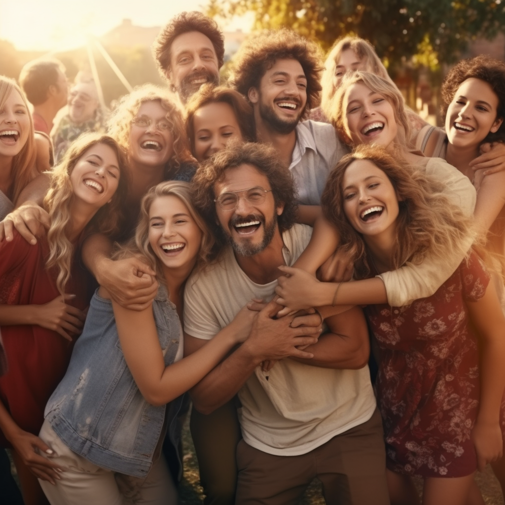 Group of happy people enjoying beautiful weather