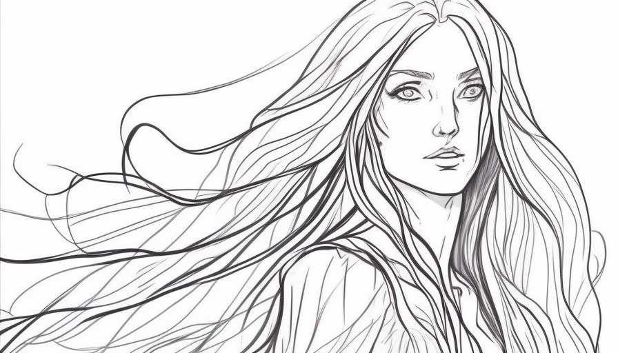 Image of a Beautiful Witch with Long Flowing Hair