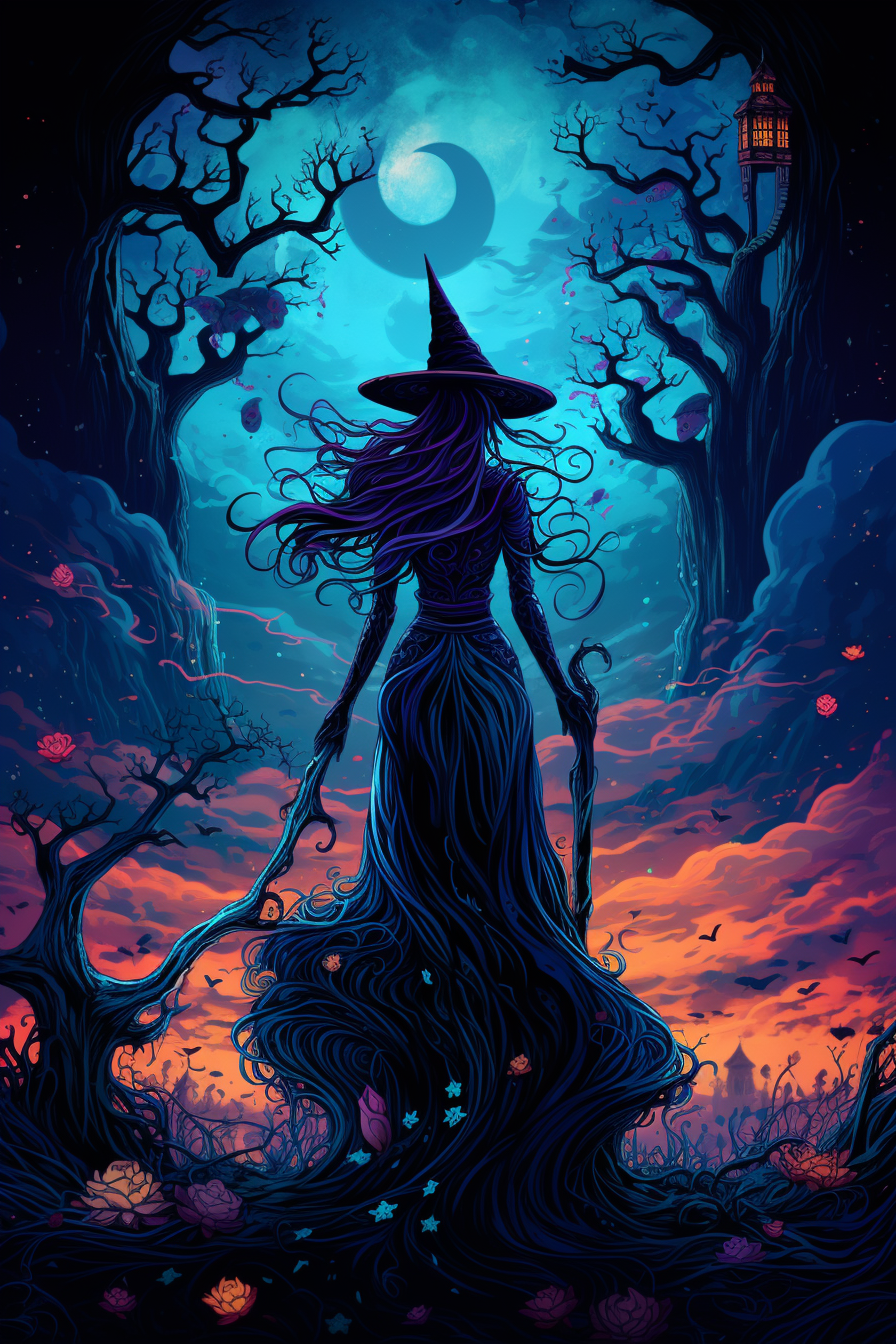 Vibrant Witch Wall Art Painting