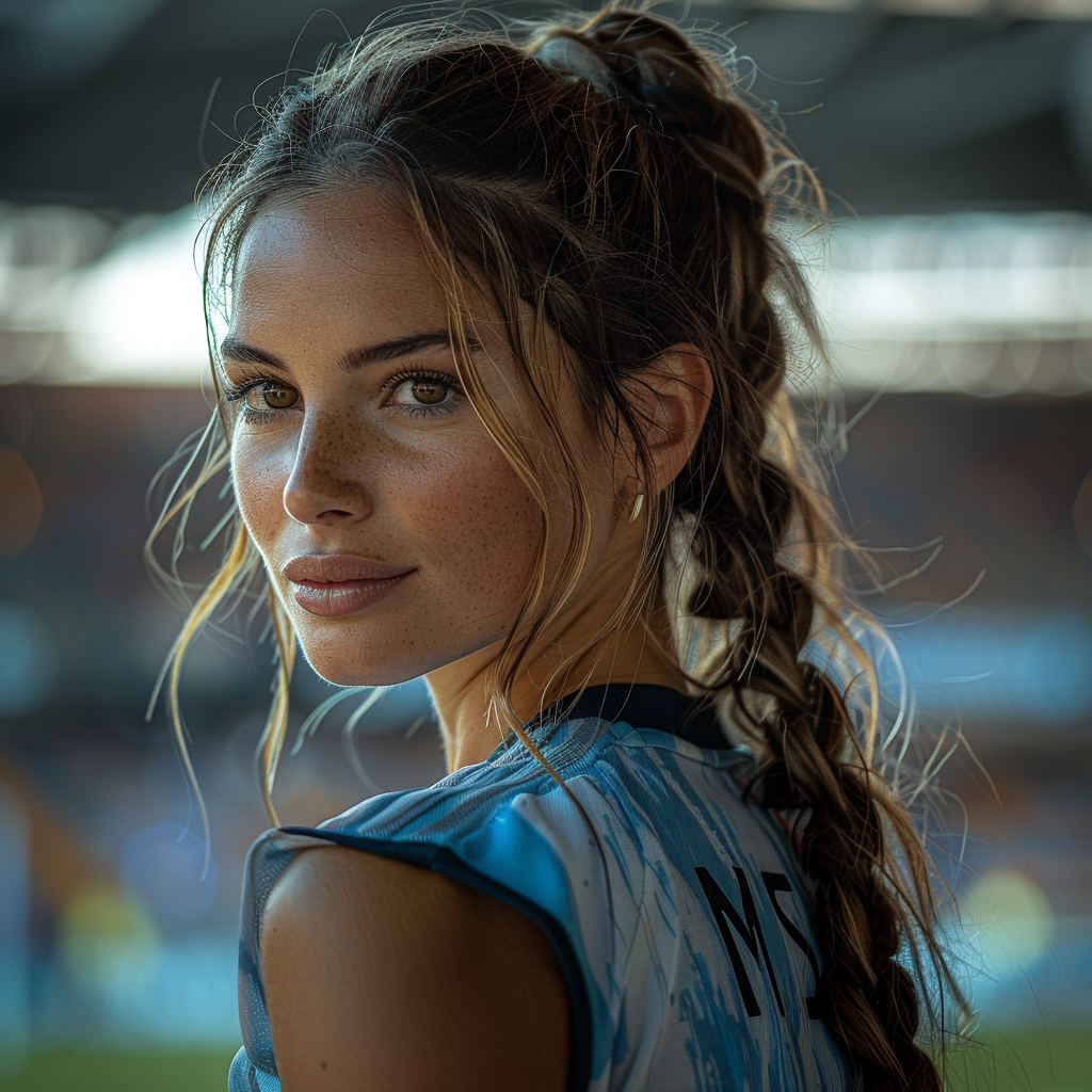 Woman in Argentina Football Kit