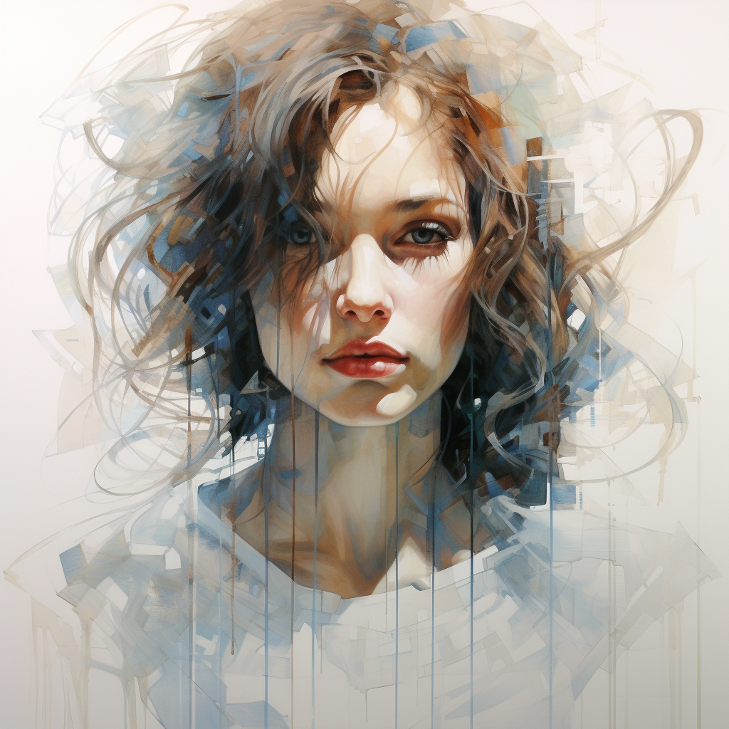 Artistic portrait painting of beautiful woman