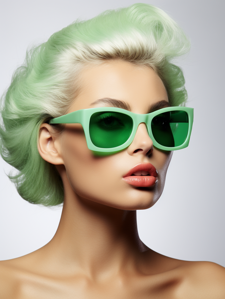 Beautiful woman wearing green sunglasses