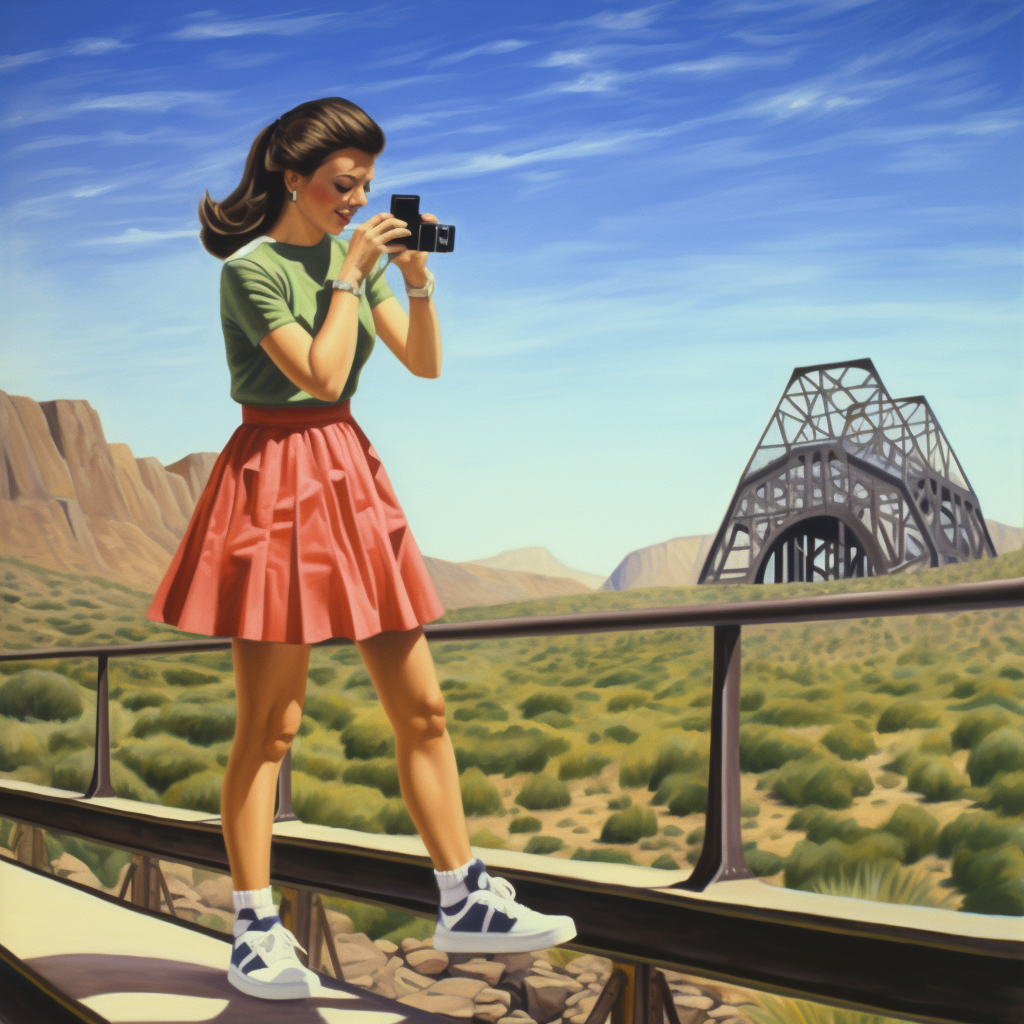 Woman hiking in the desert landscape