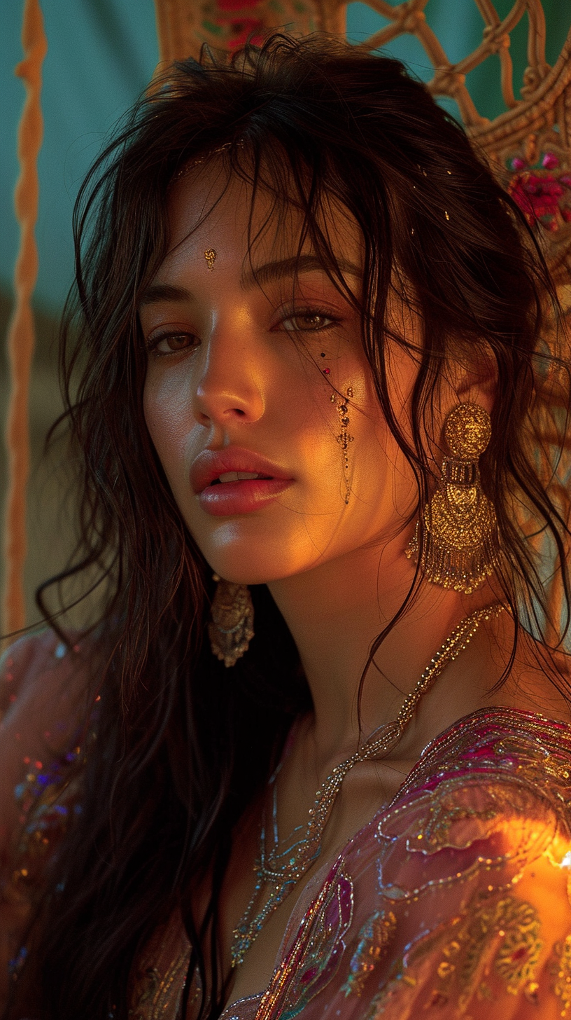 Beautiful woman in Indian ethnic wear inspired by Gucci