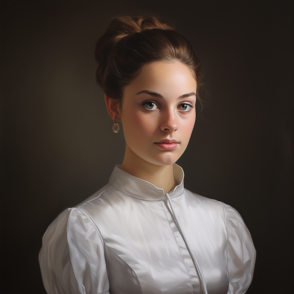 Elegant woman in maid's outfit with bun hairstyle