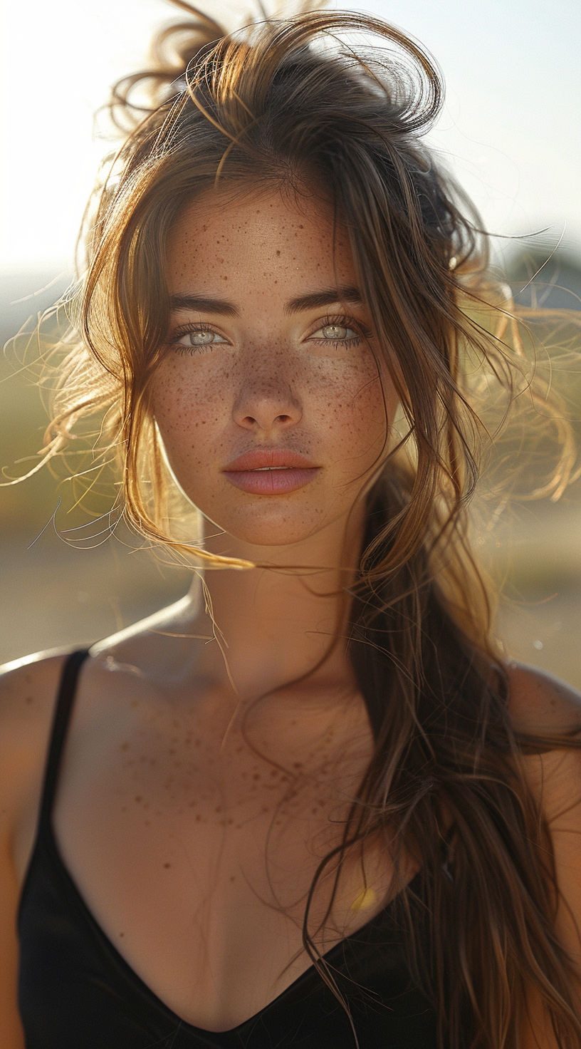 Woman with Brown Hair Outdoors