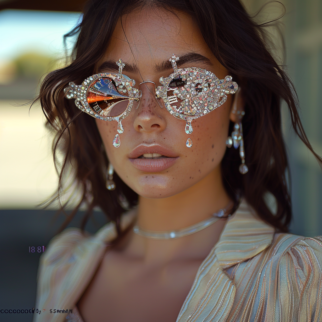 Woman wearing rhinestone sunglasses