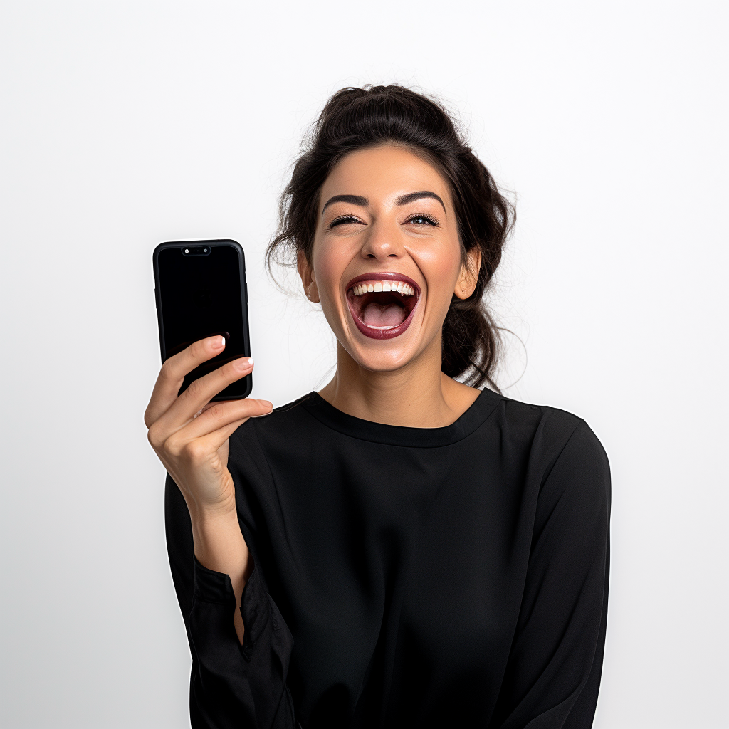 Smiling woman taking a selfie with her mobile phone