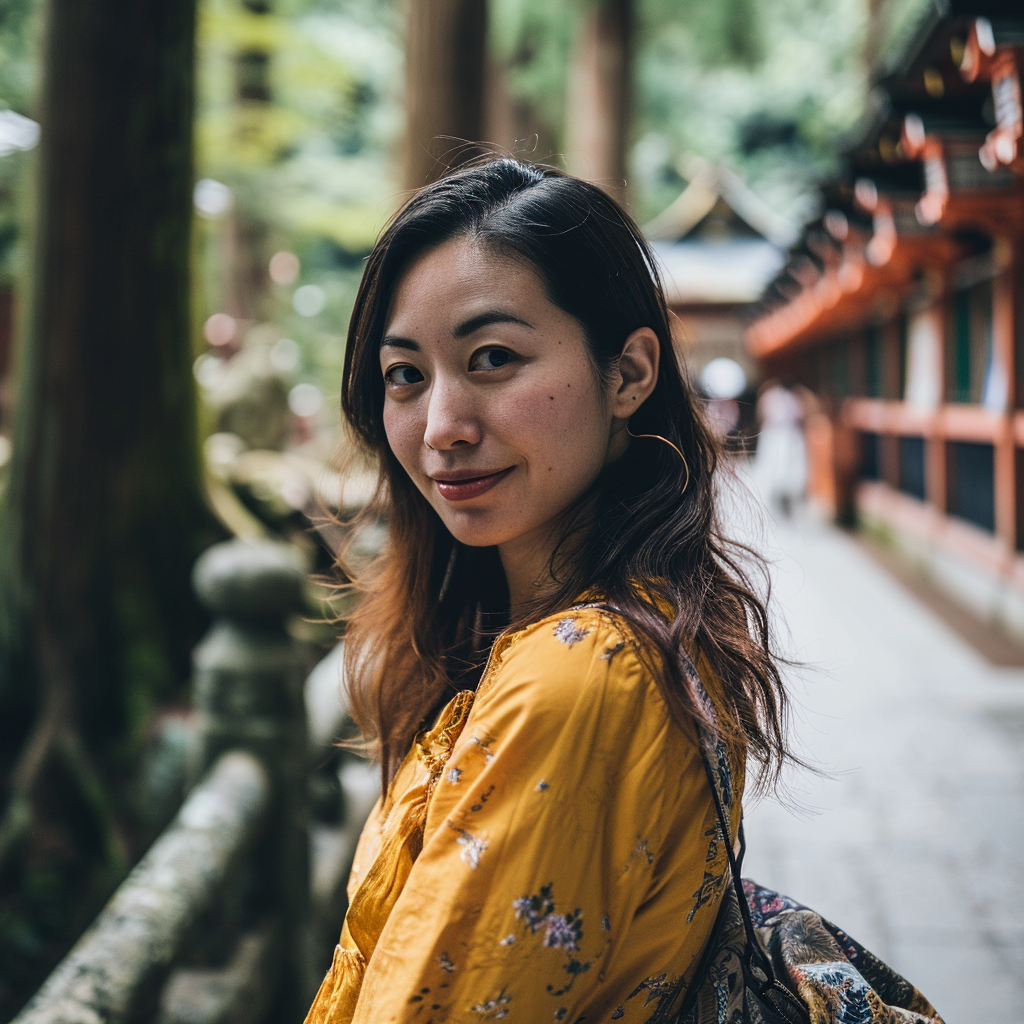 Beautiful woman sightseeing at Nikko Toshogu Shrine