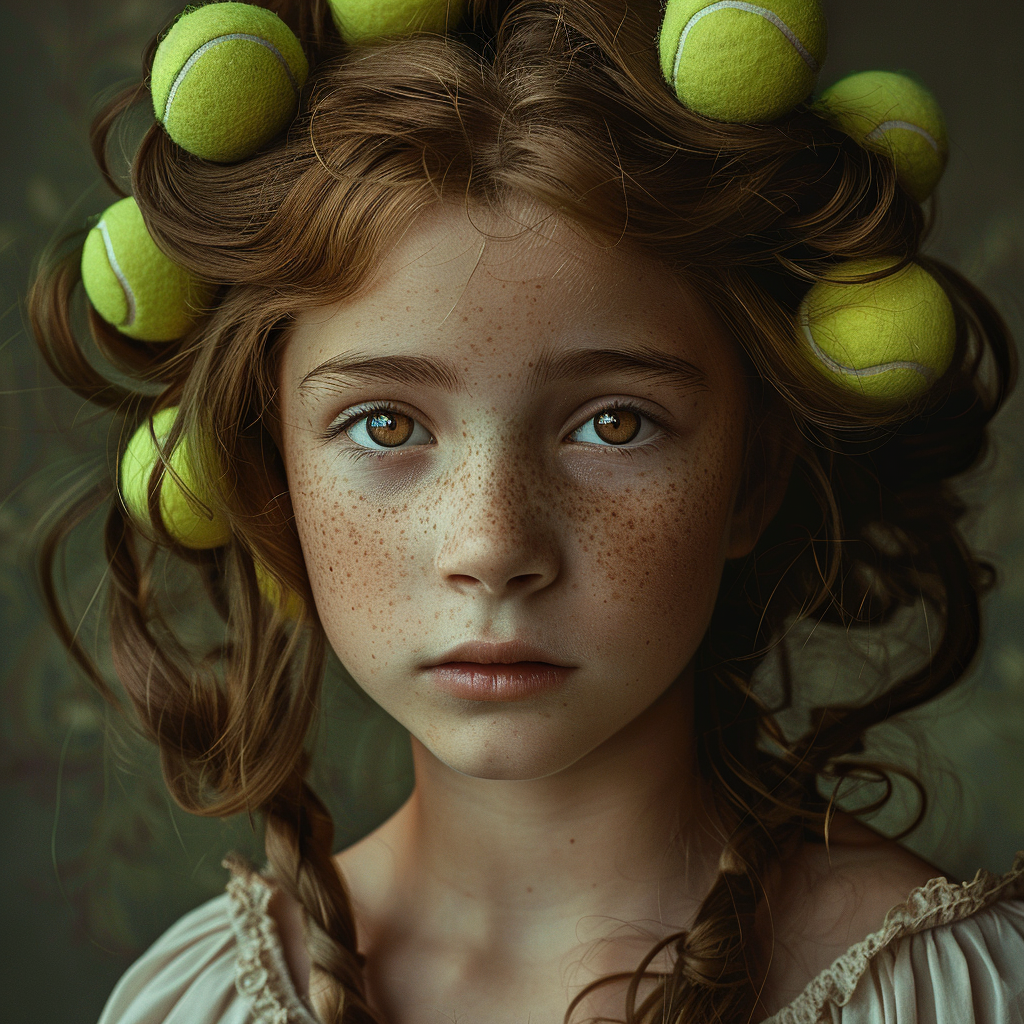 Pretty girl with tennisballs