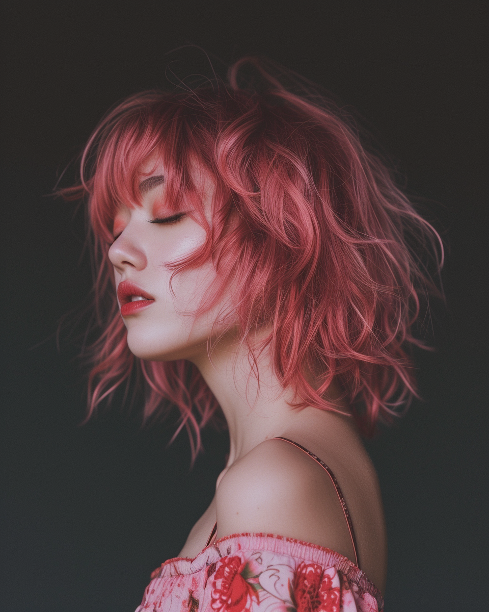 Young Lady with Dark Pink Hair