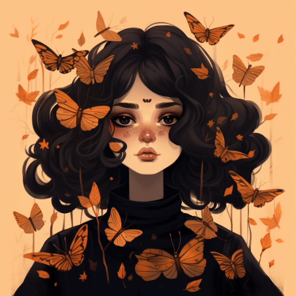 Illustration of beautiful moth woman