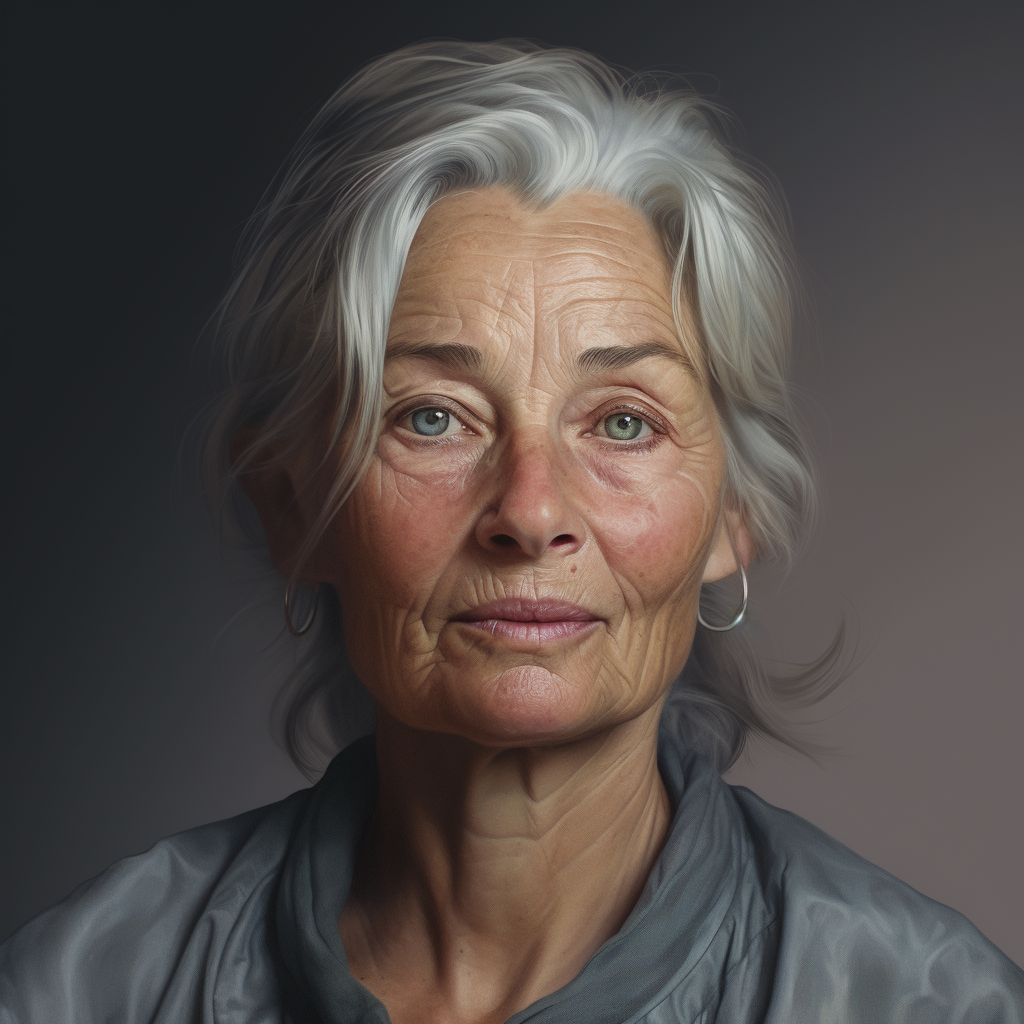 Elegant old woman with blue eyes and gray hair