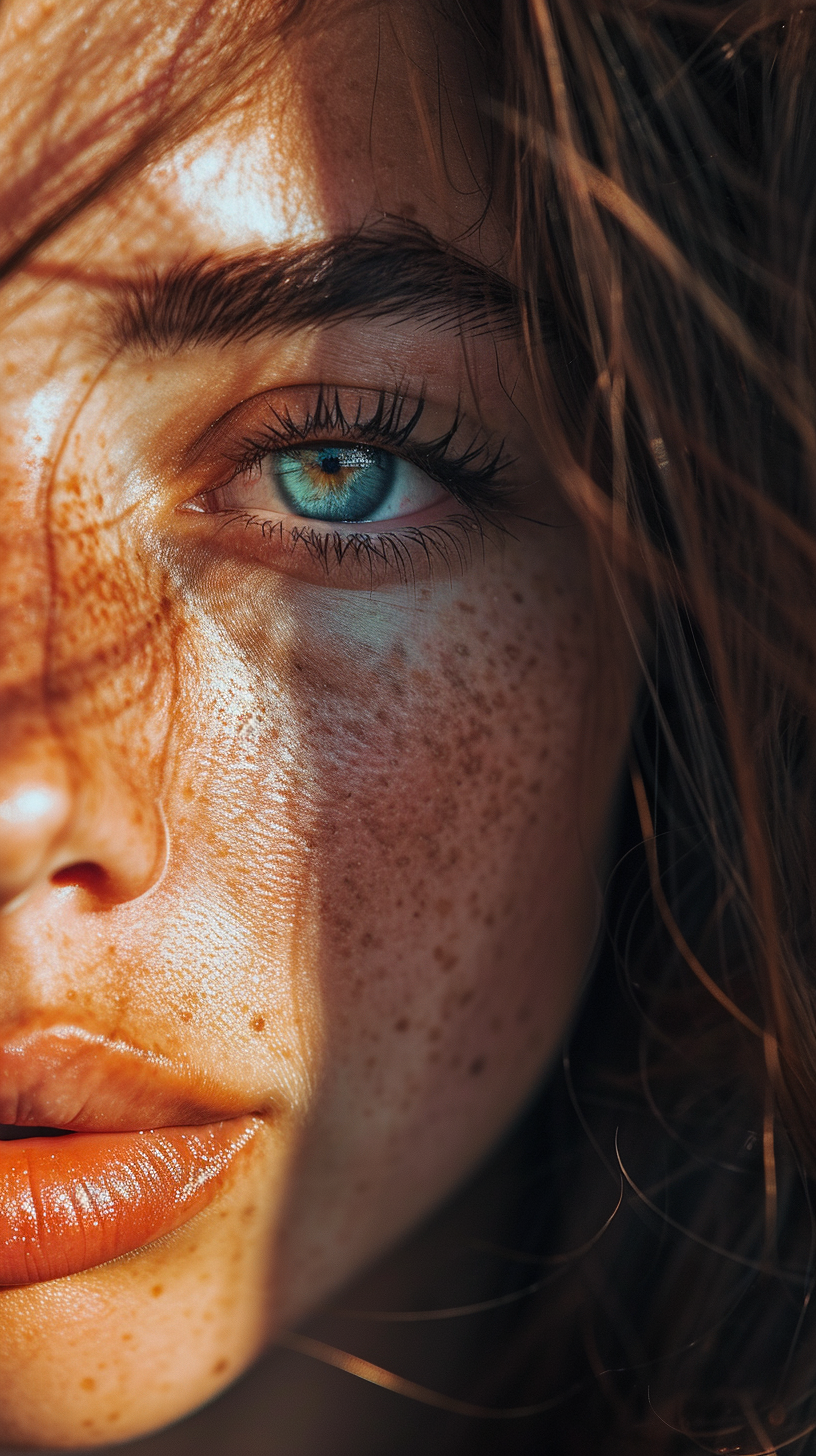 Close-up photo of detailed beautiful woman