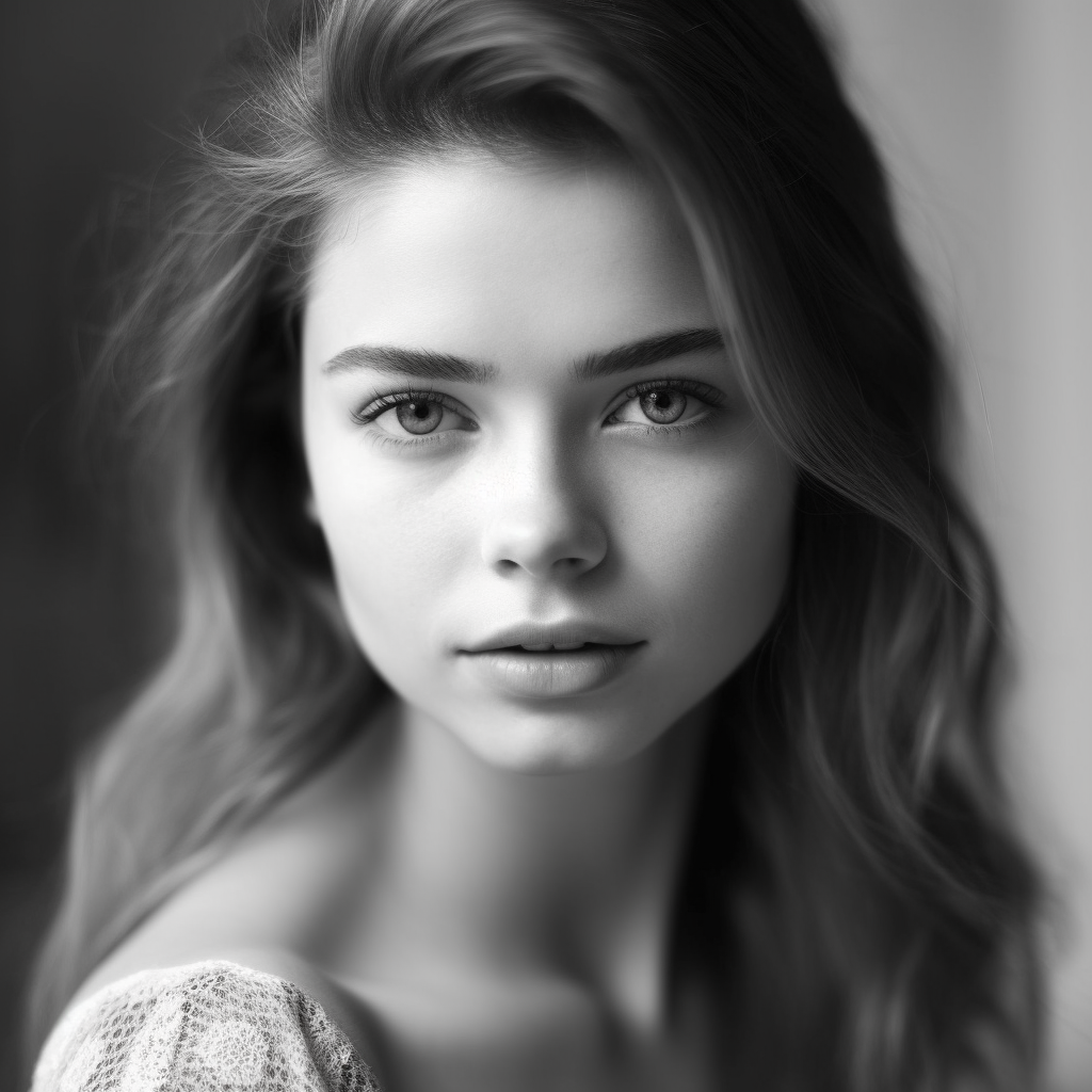 Stunning monochrome portrait of a beautiful woman