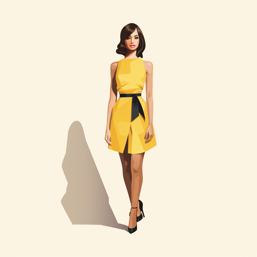 Fashionable woman in yellow dress with bow