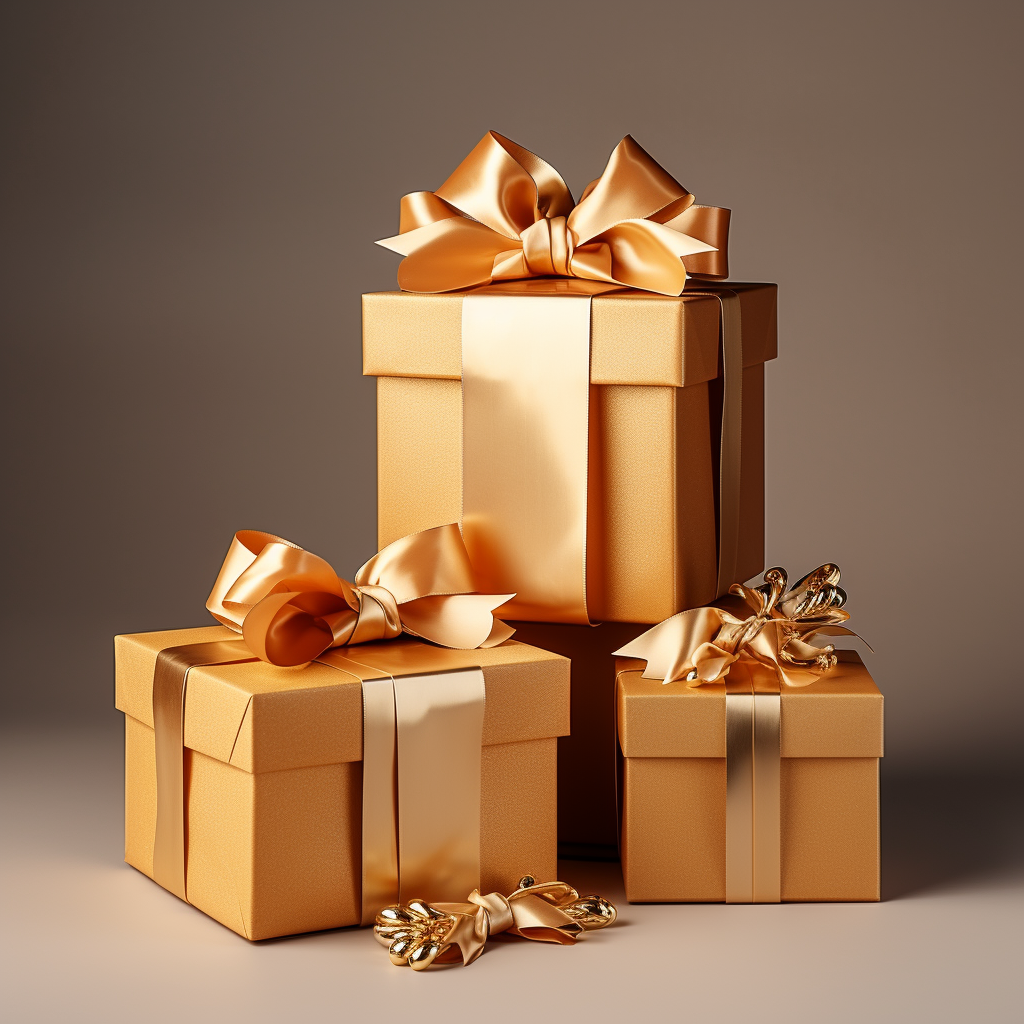 Gift box with golden bow