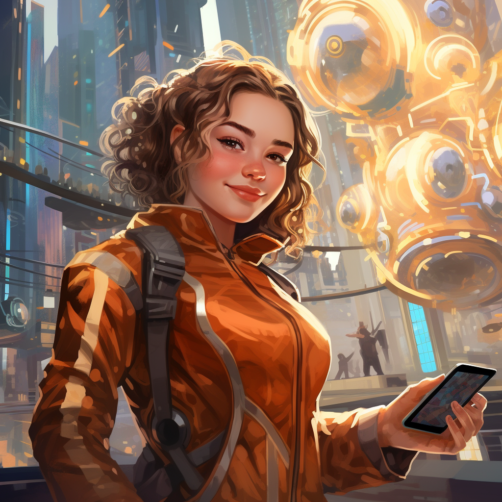 Beautiful Chubby Girl in Futuristic City