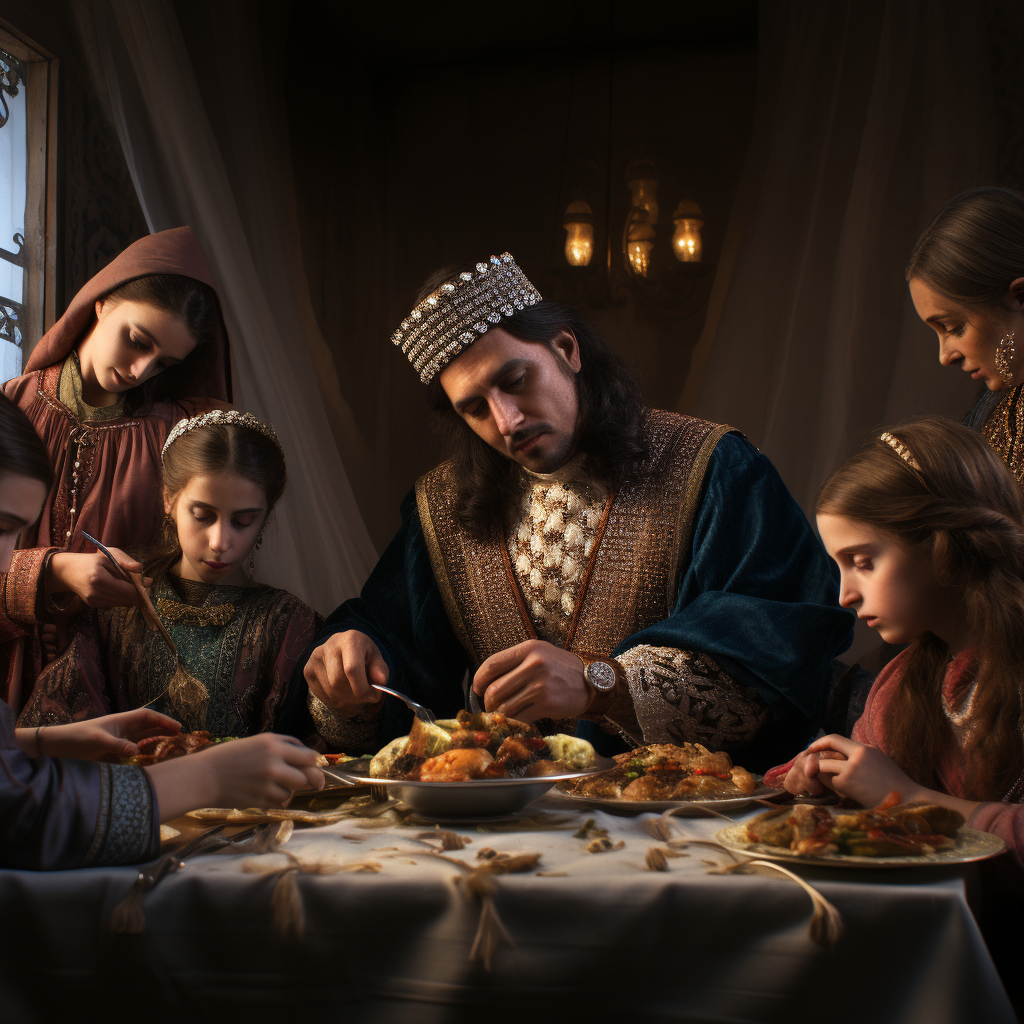 Family enjoying a delicious stew together