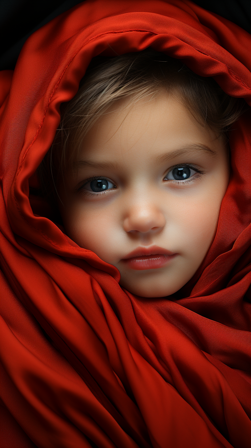 Cute bébé with red blanket