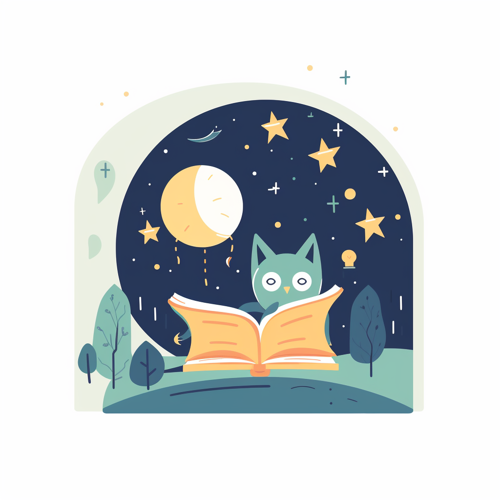 Flat simple logo for bedtime story book