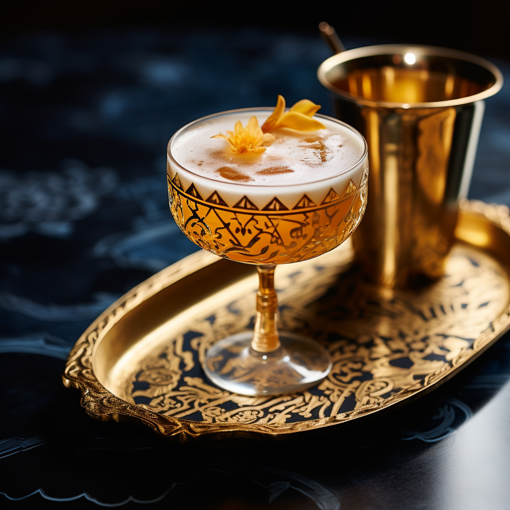 Delicious golden mocktail with Beduin inspiration