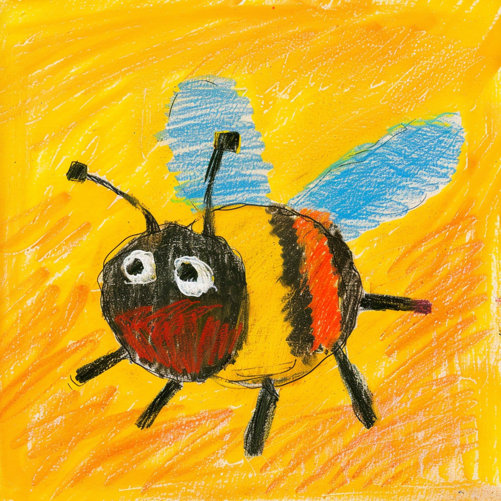 Child's bad bee drawing style