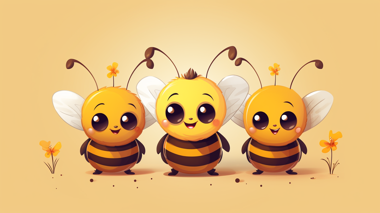 Illustration of Bee Family with Daughter and Son