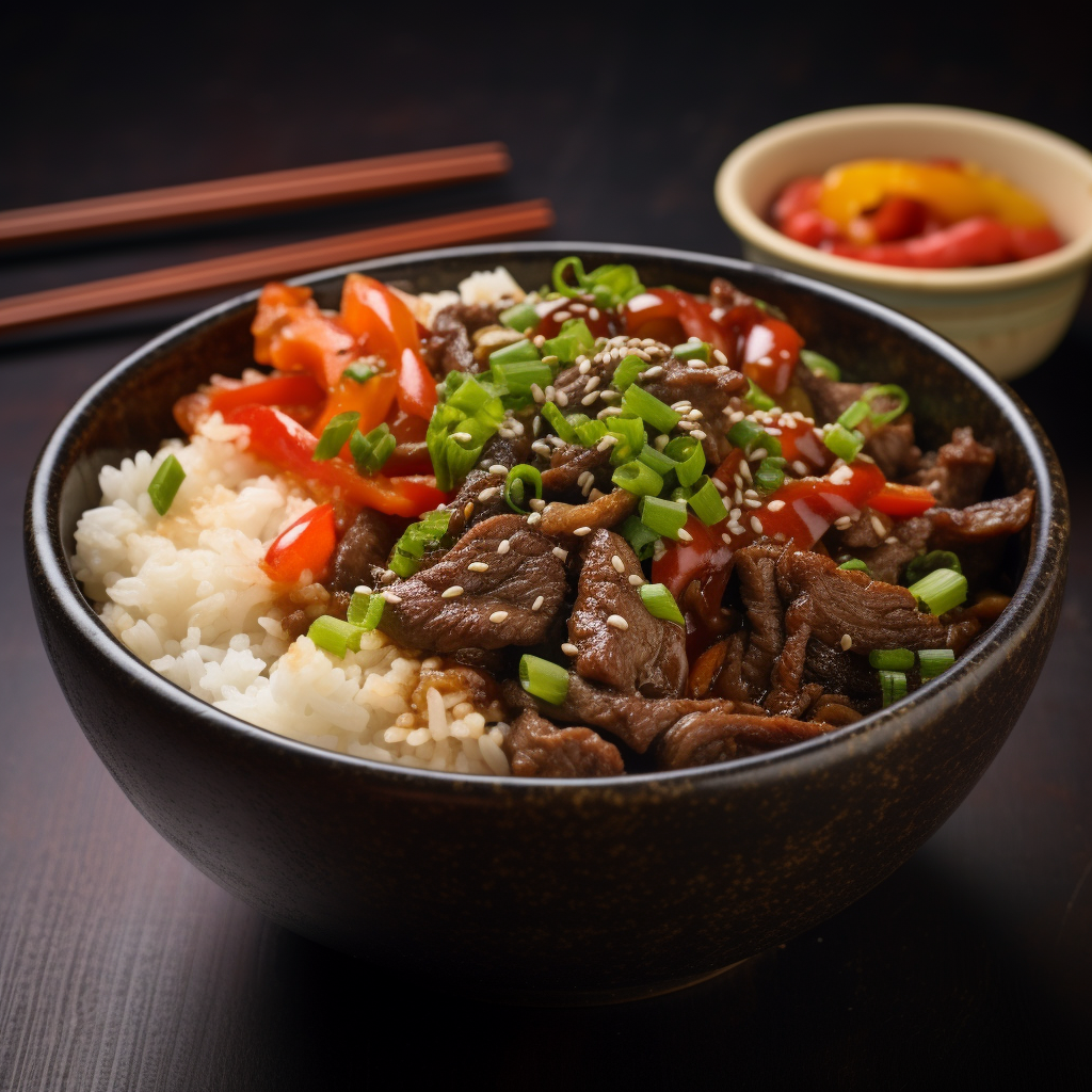 Tasty beef bowl recipe image