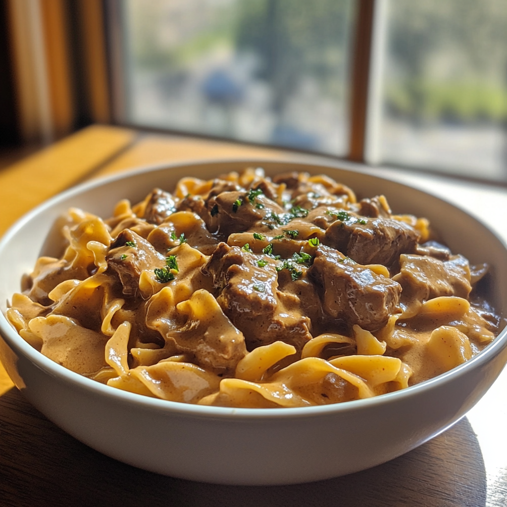 Beef Stroganoff Egg Noodles Kitchen Photo