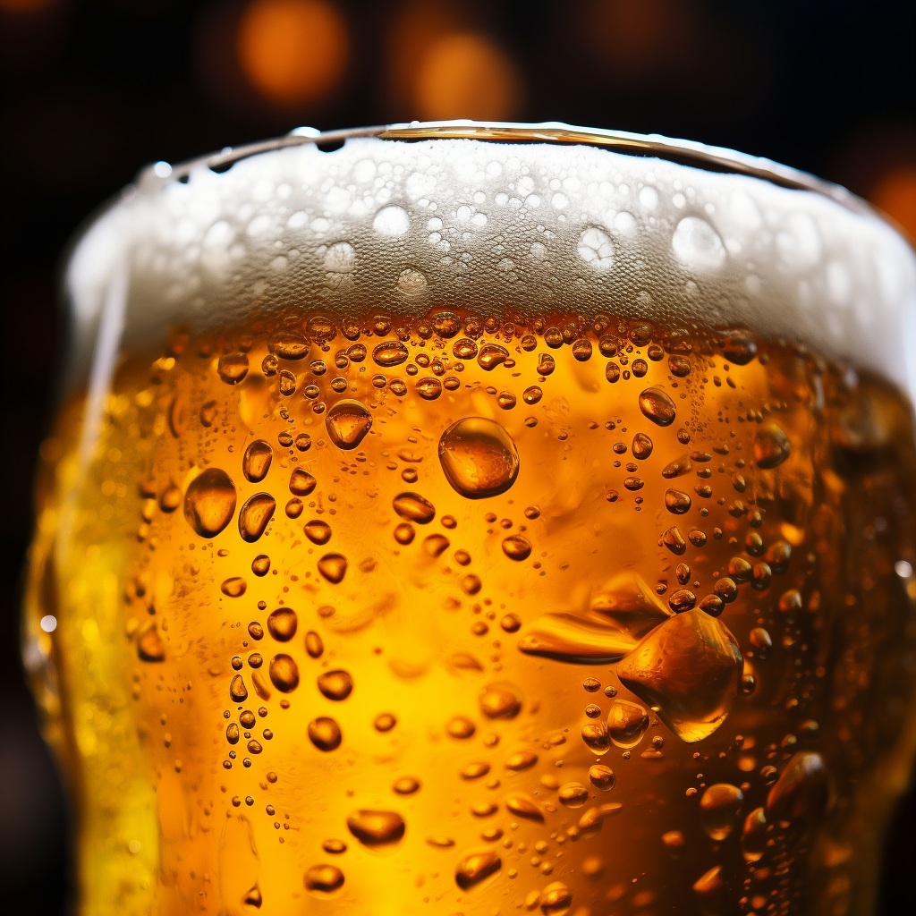 Closeup of Beer on Bar Counter