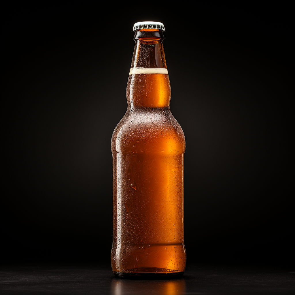 Single bottle of beer on black background