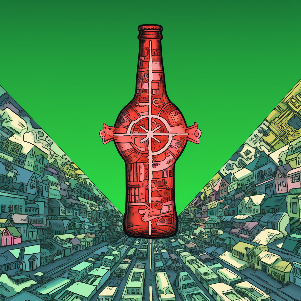 Beer bottle at crossroads