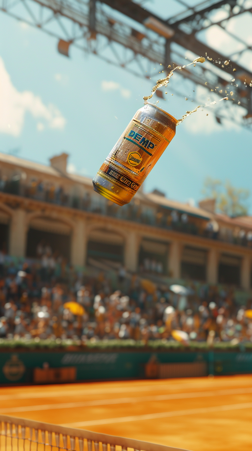 Large beer can hovering court